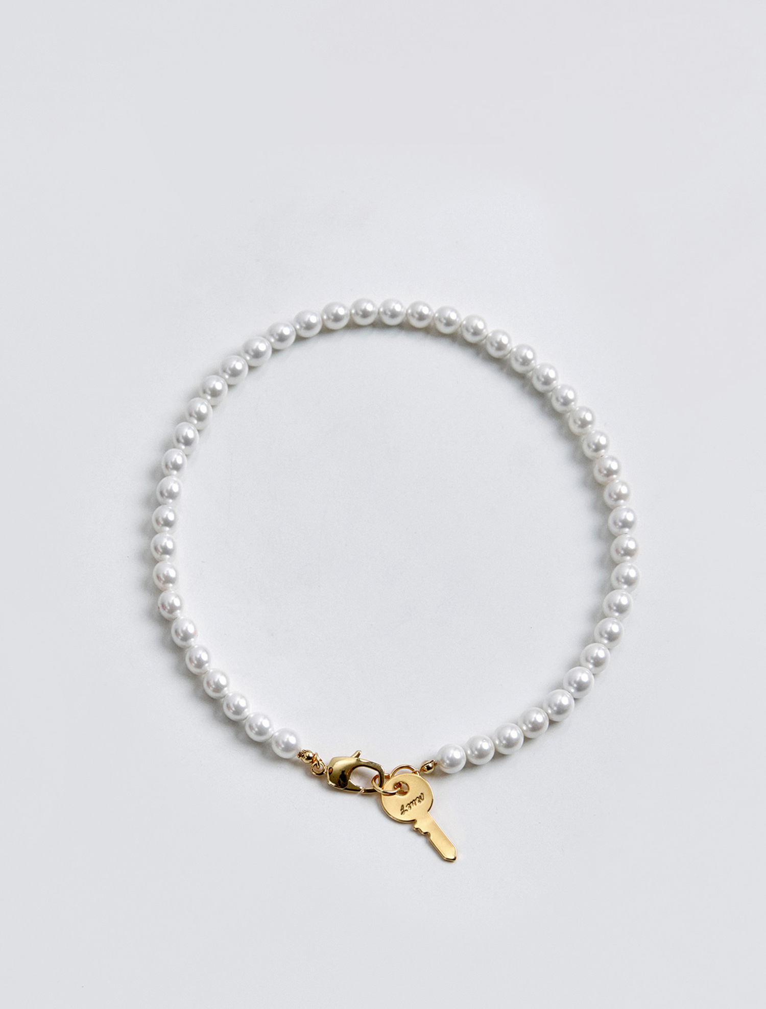 POINT KEY PEARL NECKLACE/ GOLD