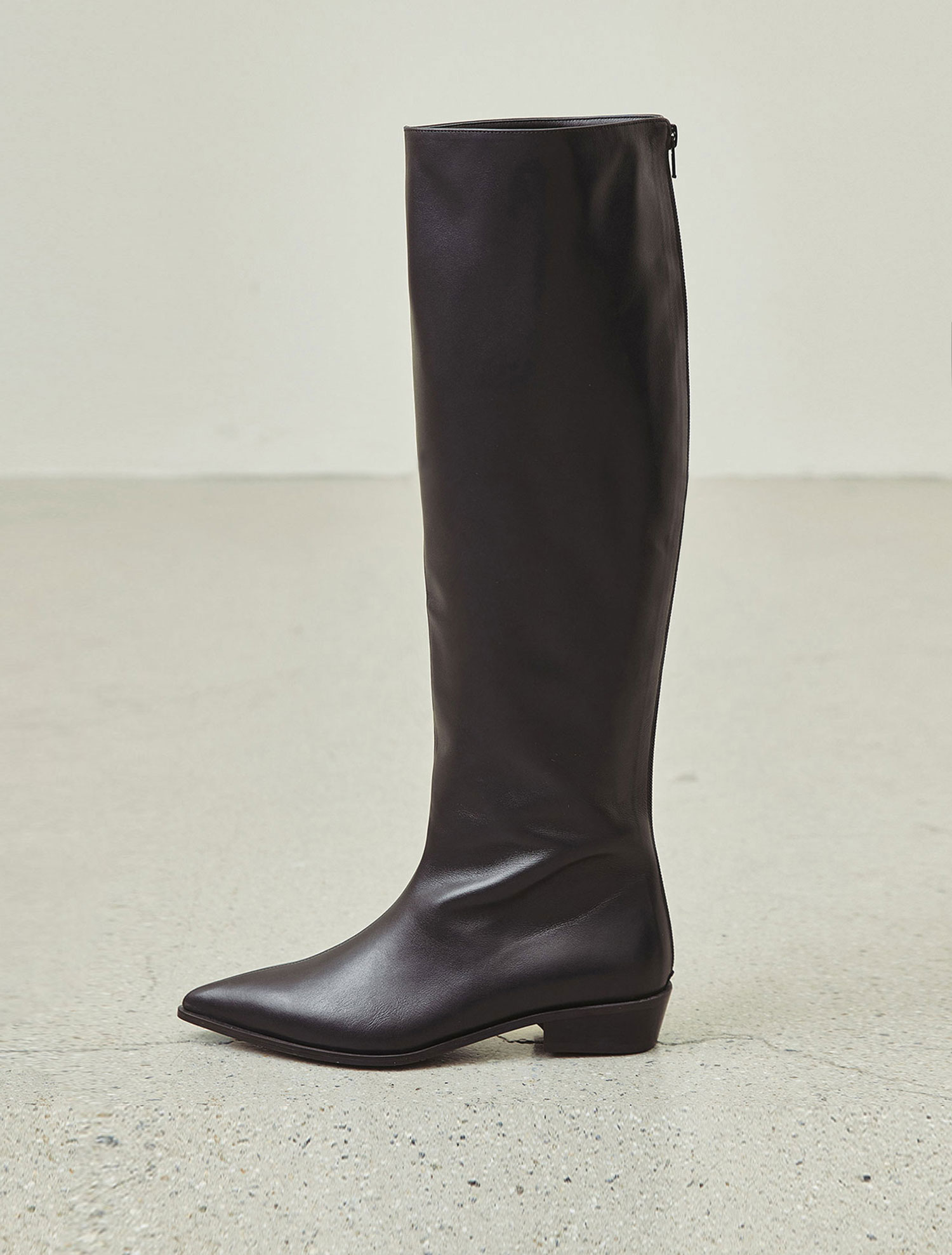 LE WAY LATHER LONGBOOTS / BLACK